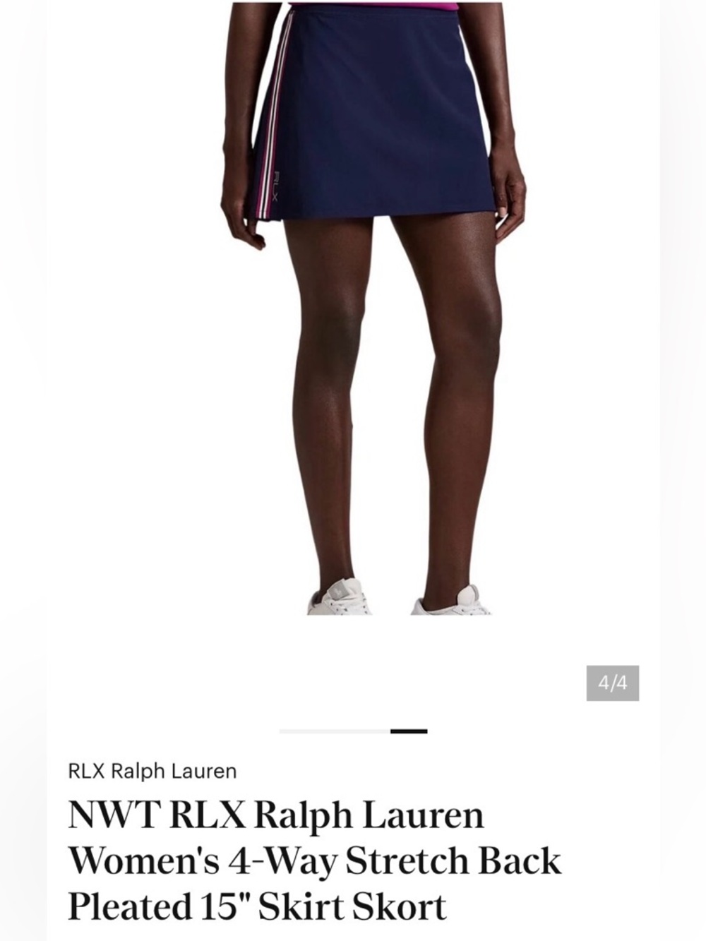 RLX Ralph Lauren Navy Skort with White and Pink Side Stripes